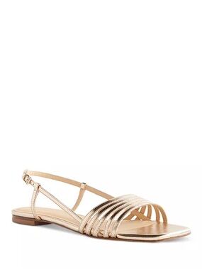 Reformation Millie Lattice Flat Sandal Gold Leather Slingback 8.5
